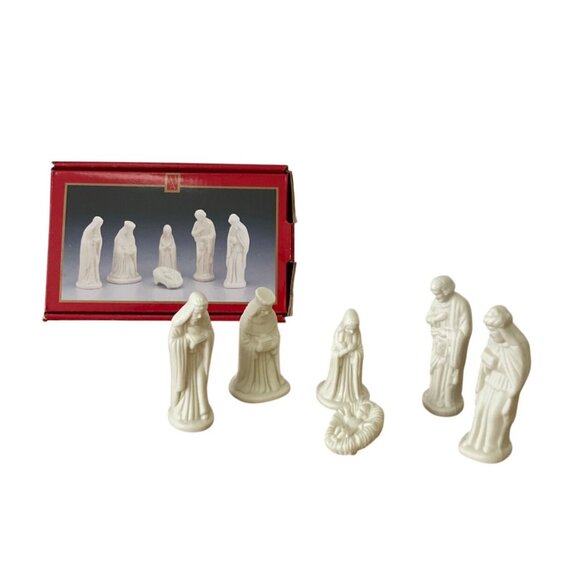 Vtg Madison Avenue Nativity Set 6 Porcelain Christmas Holy Family Creamy White - Picture 1 of 9